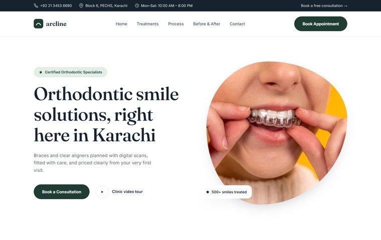 Arcline Orthodontics website, built by Tech-Strik