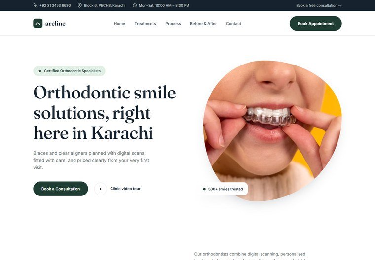 Arcline Orthodontics website, built by Tech-Strik