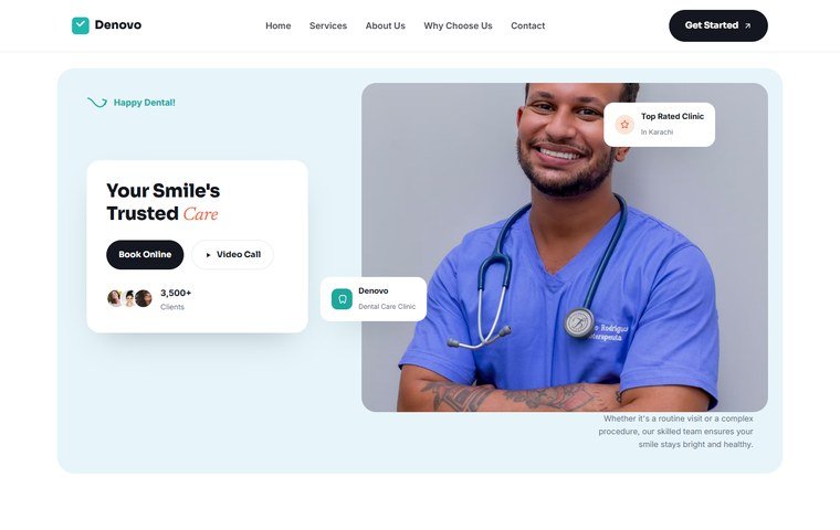 Denovo Dental Care website, built by Tech-Strik