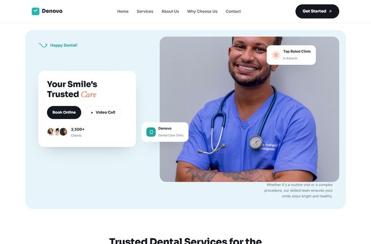 Denovo Dental Care website, built by Tech-Strik